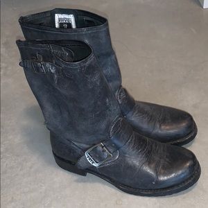 Frye Black Leather Combat Boots